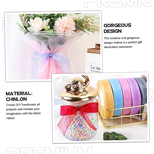 HIAKDOFT 4 Rollen Transparentes Organza Geschenkband Breit DIY Bastelschleifenband für Dekoration Geschenkverpackung Blumenarrangements Bastelzubehör in Blau Grün Lila von HIAKDOFT