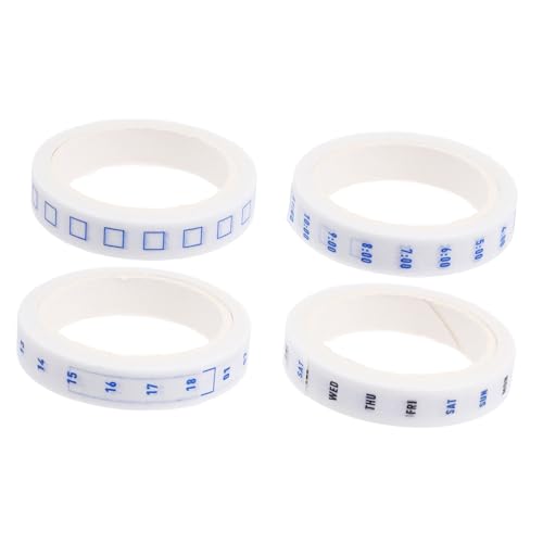 HIAKDOFT 4 Rollen Washi Tape Zeitplan Klebeband Weißes Washi Tape Datumsabschnitten Schreibbar für Scrapbook Planner DIY Bürozeitmanagement von HIAKDOFT