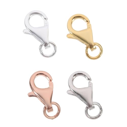 HIAKDOFT 4 Sätze Lobster Clasps in Silber Weißgold Gold und Roségold mit Ringen Schmuckverschlüsse für DIY Schmuckherstellung Armband Halskettenverbinder für Handarbeit von HIAKDOFT