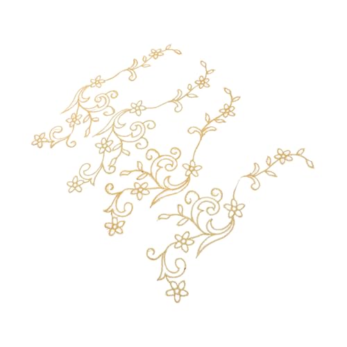 HIAKDOFT 4 Stück Bestickte Blumenaufnäher Teilig Beige Dekorative DIY Patches für Kleidung Taschen Jeans und Handwerk Stickerei Textilapplikationen für Verzierungen von HIAKDOFT