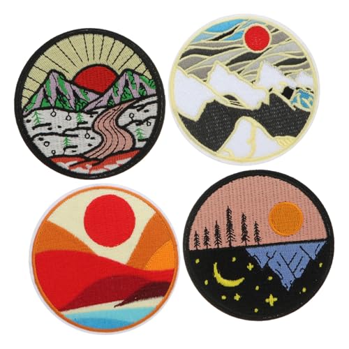 HIAKDOFT 4 Stück Bestickte DIY Patches Aufnäher Hot Melt Sticker für Kleidung Taschen Hüte Reparatur Applikationen Bunte Langlebige Stoffaufkleber zur Individuellen Dekoration von HIAKDOFT