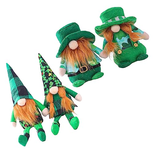 HIAKDOFT 4 Stück Die alte Mannpuppe im Wald Playthings Für St. Patrick's Day Schmuckstücke entzückende Festgeschenke festliches Puppenspielzeug schöne Foto-Requisiten Stoff Grün von HIAKDOFT