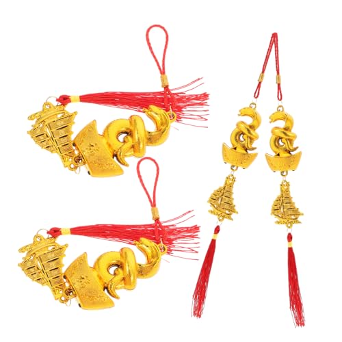 HIAKDOFT 4 Stück Teiliges Chinesische Neujahrsdekoration Jahr der Schlange Anhänger aus Langlebigem Kunststoff Traditionelle Frühlingsfest Hängende Ornamente für Auto Zuhause Büro von HIAKDOFT