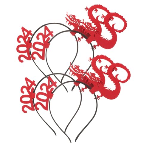 HIAKDOFT 4 Stück Teiliges Chinesisches Drachen-haarband mit Glitzereffekt Dekoratives Stirnband für Neujahrsparty Leichtes Party-accessoire für Erwachsene Jahresendfeier-dekoration von HIAKDOFT