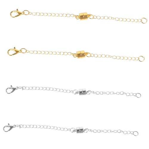 HIAKDOFT 4 Stück Teiliges Magnetisches Kettenverlängerungs Halsketten DIY Schmuckverlängerer mit Langlebigen Metallgliedern und Sicherem Verschluss Geeignet zum Selbermachen und Reparieren von HIAKDOFT