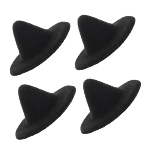 HIAKDOFT 4 Stück Teiliges Mini Hexenhüte Schwarz Leichte Miniatur Puppenhüte für Halloween Dekoration DIY Bastelmaterial und Haustier accessoire von HIAKDOFT
