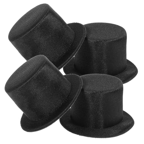 HIAKDOFT 4 Stück Teiliges Mini Zylinder Hüte aus Hochwertigem Kleine Top Hats für DIY Weihnachtsdekoration Puppen Schneemänner und Handwerksprojekte und Vielseitig Einsetzbar von HIAKDOFT