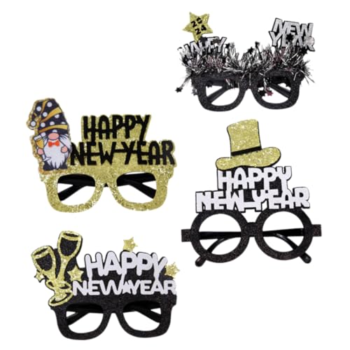 HIAKDOFT 4 Stück Teiliges Neujahrs Leichte Robuste Silvester-deko für Erwachsene und Jugendliche Komfortabel Stilvolle Fotorequisiten für Jahreswechsel-feiern von HIAKDOFT