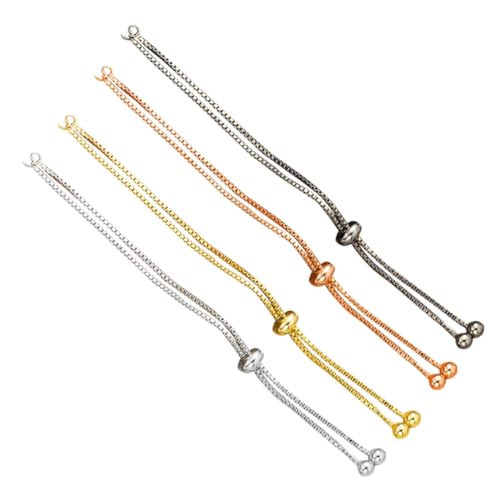 HIAKDOFT 4 Stück Teiliges Verstellbares Halbzeug Armband aus Messing mit Rundem Kugel design DIY Schmuckherstellung Zubehör in Gold Weißgold Roségold und Schwarz Bequem und Modisch für von HIAKDOFT