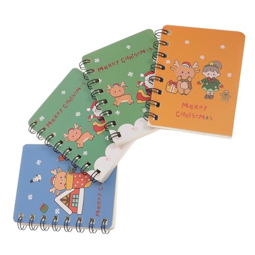 HIAKDOFT 4 Stück Teiliges Weihnachts Notizbuch Spiral Notizblöcke mit Quadratischem Raster Cartoon Design für Schüler Tagebuch Reisejournal für Schule und Familie HIAKDOFT 4 Stück Teiliges Weihnachts Notizbuch Spiral Notizblöcke mit Quadratischem Raster Cartoon Design für Schüler Tagebuch Reisejournal für Schule und Familie von HIAKDOFT