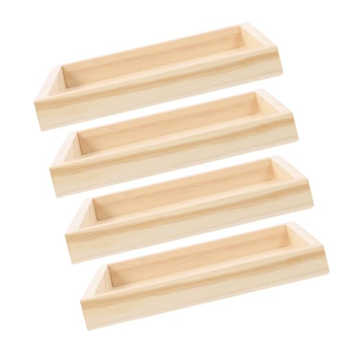 HIAKDOFT 4 Stück Unlackiertes Holztablett Quadratisch Aufbewahrungsbox für Holzbausteine Stabile Puzzle Organizer aus Natürlichem Holz Robust Langlebig für von HIAKDOFT