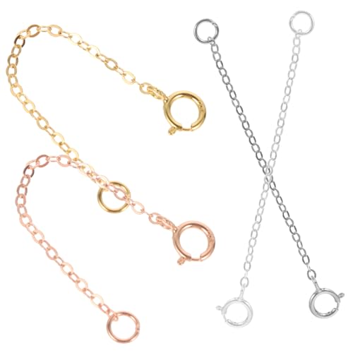 HIAKDOFT 4 Stück Verlängerungsketten aus Silber für Halsketten und Armbänder DIY Schmuckzubehör Verstellbare Schmuckverlängerung für Längenanpassung von HIAKDOFT