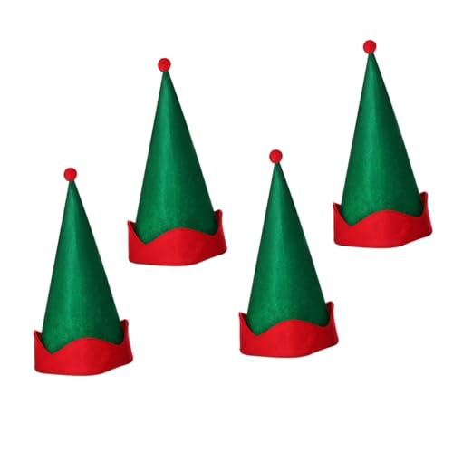 HIAKDOFT 4 Stück Weihnachts Elfenmützen Grün Leicht und Bequem Festliches Party Accessoire für Weihnachts und Neujahrsfeiern als Kostümrequisite und von HIAKDOFT