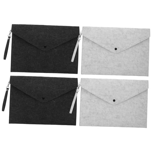 HIAKDOFT 4 Teiliges Filz Dokumentenmappe Robuste Tragbare Filztasche mit Druckknopf Schlankes Design in und Dunkelgrau für Büro Schule und Geschäftsunterlagen Praktische Aktentasche von HIAKDOFT