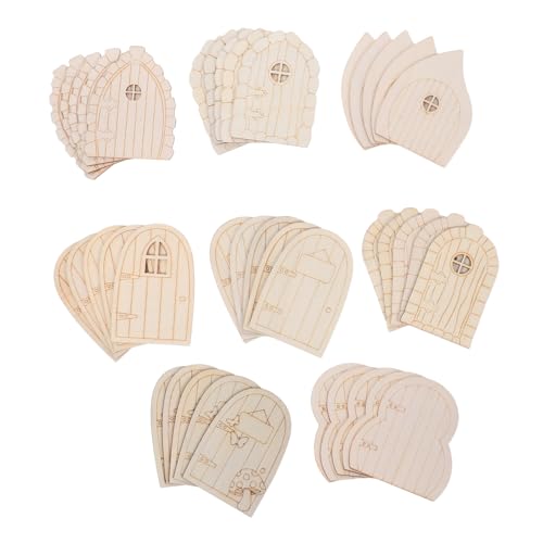HIAKDOFT 40 Stück Teiliges Holz-feentüren DIY Bastelset Wetterfeste Miniatur Holztüren für Garten Baum Partydekoration Unbemalt Vielseitige Verwendung als Gartenornament Puppenhaus Zubehör von HIAKDOFT