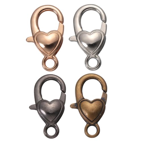 HIAKDOFT 40 Stück Teiliges Karabinerverschlüsse Herzform aus Legierung Bunte Schmuckzubehör Clips für DIY Schlüsselanhänger Halsketten Armbänder Taschen Verschlüsse Langlebig und Vielseitig von HIAKDOFT