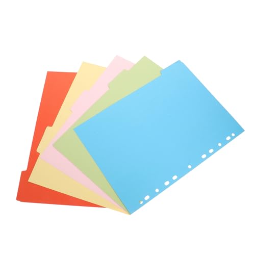 HIAKDOFT 5 Blätter Trennblätter Ordner Teilig Bunte Indexseiten Notizbuch Trenner Papier Seitentrenner für Aktenordner und Journal Organisator mit Abtrennbaren Markierungen von HIAKDOFT