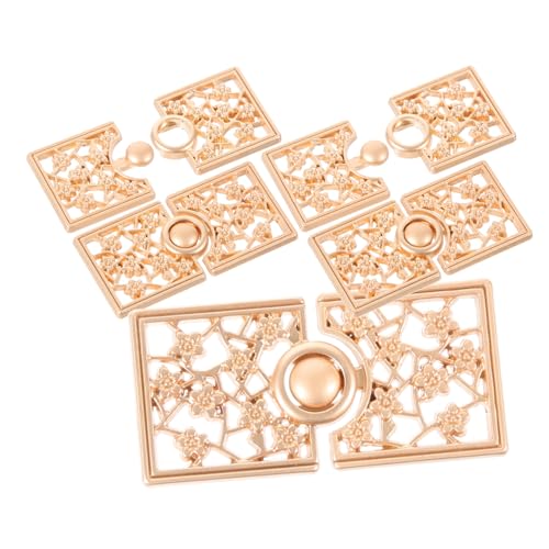HIAKDOFT 5 Paare Metall Hanfu Plattenknöpfe Vintage Blumendesign Quadratisch Kleider Verschluss für Damen Cloak Cardigan Clasp Dekorativ und Langlebig für Hanfu Umhang Schal Mantel von HIAKDOFT