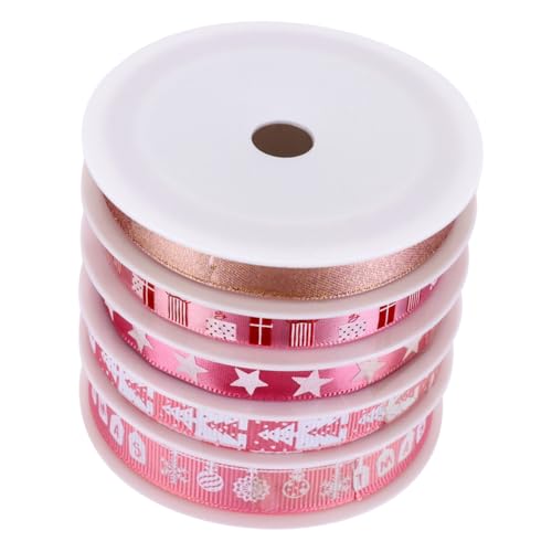 HIAKDOFT 5 Rollen Teiliges Weihnachtsband Pinke Weihnachtsmotive Vielseitiges Geschenkband und Deko Band für Geschenkverpackung Basteln Christbaumschmuck und Festtagsdekoration HIAKDOFT 5 Rollen Teiliges Weihnachtsband Pinke Weihnachtsmotive Vielseitiges Geschenkband und Deko Band für Geschenkverpackung Basteln Christbaumschmuck und Festtagsdekoration von HIAKDOFT