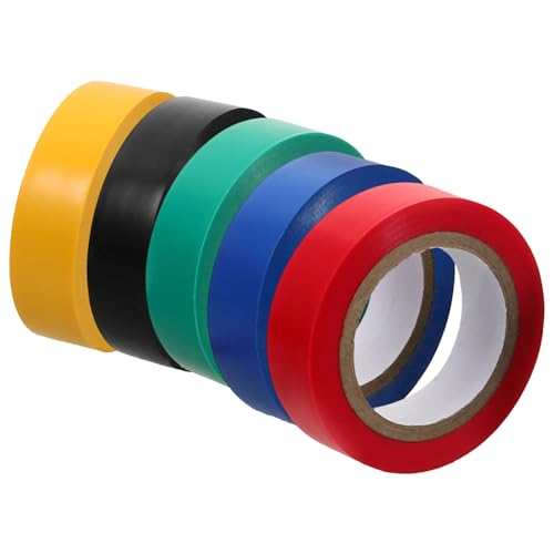 HIAKDOFT 5 Rollen Wasserdichtes Isolierband Farbiges Elektro Klebeband PVC Starke Haftung Vielseitig Einsetzbar für Elektroarbeiten Innen und Außen von HIAKDOFT