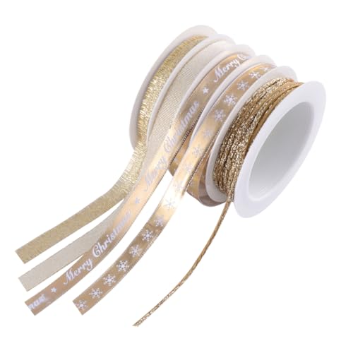 HIAKDOFT 5 Rollen Weihnachtsband Gold Breit Bedrucktes Dekoband für Geschenkverpackung DIY Basteln Partydeko Langlebiges und Vielseitiges Geschenkband HIAKDOFT 5 Rollen Weihnachtsband Gold Breit Bedrucktes Dekoband für Geschenkverpackung DIY Basteln Partydeko Langlebiges und Vielseitiges Geschenkband von HIAKDOFT