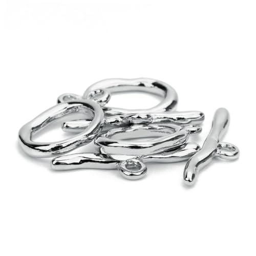 HIAKDOFT 5 Satz Metall Schmuckverschlüsse Ot Verschluss Kupferbeschichtung Silberfarben Kettenverbinder für Armbänder Halsketten DIY Schmuckherstellung Langlebig und Vielseitig Einsetzbar von HIAKDOFT