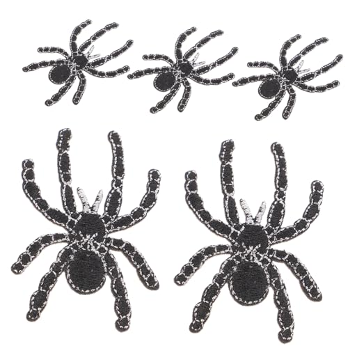 HIAKDOFT 5 Stck. Teiliges Bestickte Spinnen Patches Kleine Dekorative Aufnäher zum Aufnähen und Aufbügeln Realistische Spinnenmotive für DIY Kleidung Dekoration Geeignet für Kleider und von HIAKDOFT
