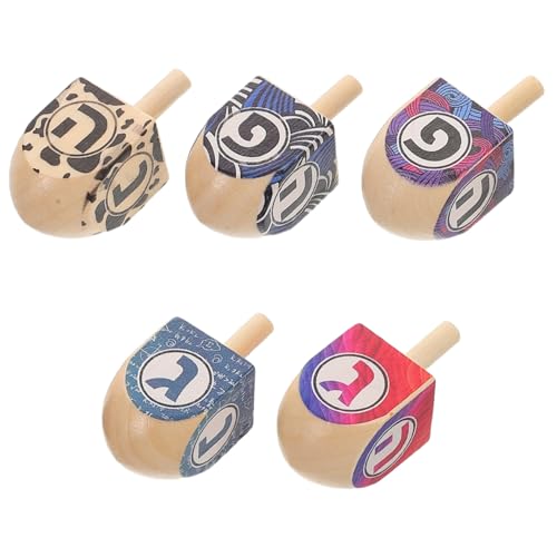 HIAKDOFT 5 Stück Chanukka-Dreidel Für Kinder, Holz-Dreidel, Familie, Chanukka-Spielzeug Für Die Hand-Augen-koordination, Urlaub, Reisen, Basteln, Partys HIAKDOFT 5 Stück Chanukka-Dreidel Für Kinder, Holz-Dreidel, Familie, Chanukka-Spielzeug Für Die Hand-Augen-koordination, Urlaub, Reisen, Basteln, Partys von HIAKDOFT