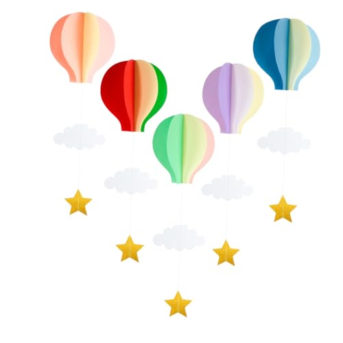 HIAKDOFT 5 Stück Heißluftballon und Wolken Hängedekorationen mit Aufhängeband Vielseitig für Geburtstage Babypartys Hochzeiten und Festtagsdeko Stilvolle Deckenornamente für Innen und HIAKDOFT 5 Stück Heißluftballon und Wolken Hängedekorationen mit Aufhängeband Vielseitig für Geburtstage Babypartys Hochzeiten und Festtagsdeko Stilvolle Deckenornamente für Innen und von HIAKDOFT