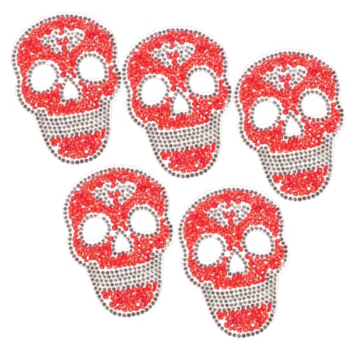 HIAKDOFT 5 Stück Teiliges Bügelbild Schädel Patches zum Aufbügeln und Nähen Bestickte Kleidung Rückseite Aufnäher Vielseitige Reparatur und Dekorationsflicken für Jacken Rucksäcke Shirts von HIAKDOFT