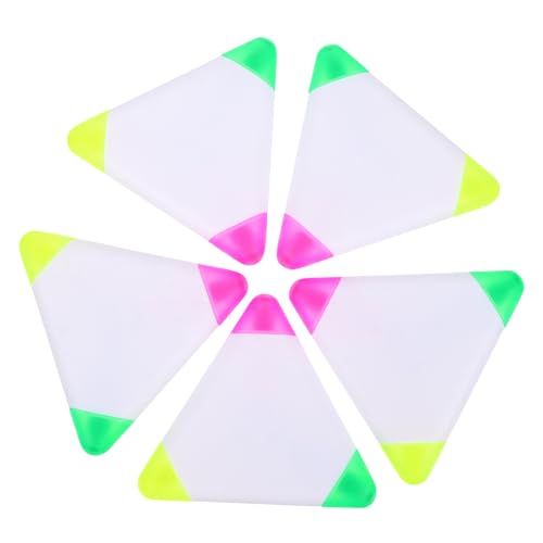 HIAKDOFT 5 Stück Teiliges Highlighter Dreifarbige Dreieckige Leuchtstifte mit Ergonomischem Griff Fluoreszierende Marker für Büro Schule und Scrapbooking Langlebige Materialien Leuchtende von HIAKDOFT