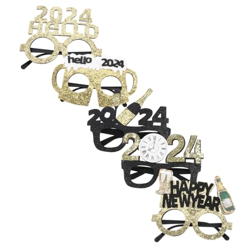 HIAKDOFT 5 Stück Teiliges Lustige Partybrillen Silvester Neujahrs-feier Fotorequisite Leichte Bequeme Brillen für Erwachsene und Familienfest von HIAKDOFT