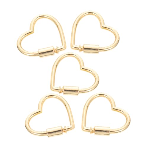 HIAKDOFT 5 Stück Teiliges Schmuckverbinder Langlebiger Legierung Goldfarbene Herz designs als Halsketten Armbandverschluss Einfaches Anbringen für DIY schmuckherstellung und Reparatur von HIAKDOFT