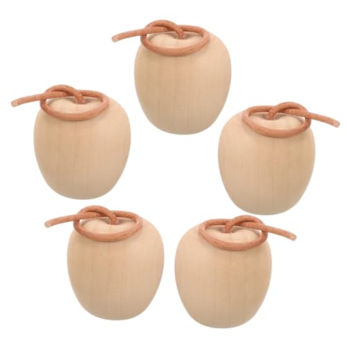 HIAKDOFT 5 Stück Teiliges zum Bemalen DIY und Kreative Wohnraumdekoration Robuste Holzform für Schreibtisch Regal Vielseitige Apfelfigur zum Gestalten und Basteln von HIAKDOFT