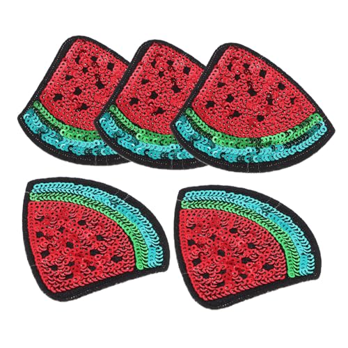 HIAKDOFT 5 Stück Wassermelonen Aufnäher Bestickte Stoffpatches Applikationen Für Kleidung Hüte Rucksäcke DIY Nähen Zubehör Rote Früchte Patches von HIAKDOFT