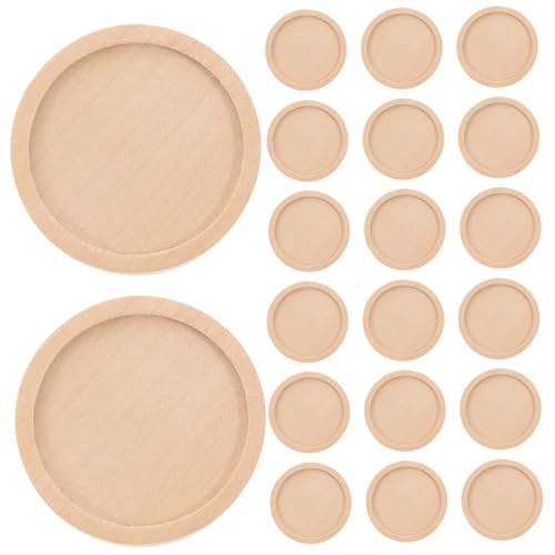 HIAKDOFT 50 Stück Holzbodenhalterung Handwerk Schmucktablett Für Jahrgang Herstellung Diy -schmuckzubehör Basteln Form Stift Größe Serviertablett Rund Tabletts Vintage-tablett Khaki Bambus von HIAKDOFT