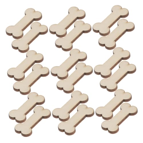 HIAKDOFT 50 Stück Holzscheiben in Hundeknochen Form Robuste DIY Holzornamente für Kreative Bastelprojekte Vielseitig Einsetzbar als Haustier Deko und Schmuck Zubehör von HIAKDOFT