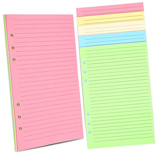 HIAKDOFT 50 Stück Liniertes Nachfüllpapier für Ringbuch Planer Buntes Füller Papier Geeignet für Notizbuch Tagesplaner Vielseitig Einsetzbar für Büro und Schule von HIAKDOFT