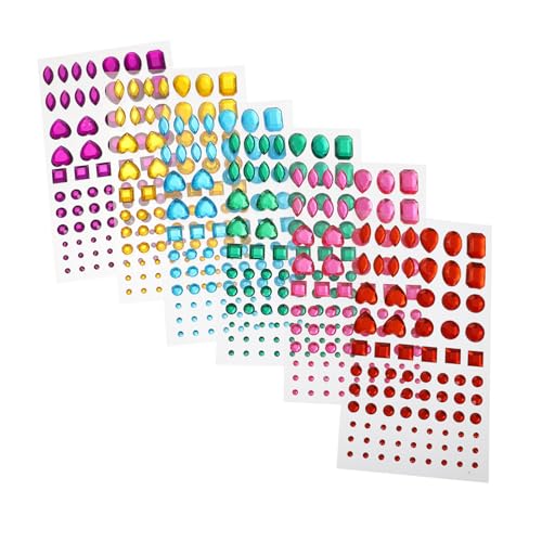 HIAKDOFT 6 Blätter Acryl Kristall Sticker Glitzersteine Selbstklebend Bunte Strasssteine für DIY Schmuck Nagelkunst Handyhüllen und Bastelprojekte Langlebig und Glänzend von HIAKDOFT