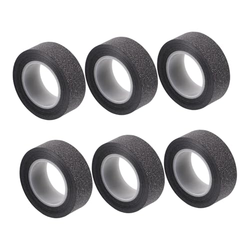 HIAKDOFT 6 Rollen Schwarzes Glitzer Washi Tape DIY Scrapbook Klebeband Bastelband Glänzend Dekorativ für Handarbeit Geschenke und Tagebuchgestaltung von HIAKDOFT