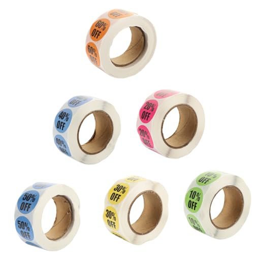 HIAKDOFT 6 Rollen Selbstklebende Rabattaufkleber Praktische Verkaufsetiketten für Einzelhandel Supermarkt Langlebige Preisetiketten mit Einfacher Haftung HIAKDOFT 6 Rollen Selbstklebende Rabattaufkleber Praktische Verkaufsetiketten für Einzelhandel Supermarkt Langlebige Preisetiketten mit Einfacher Haftung von HIAKDOFT