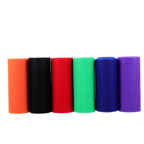 HIAKDOFT 6 Rollen Teiliges Tüllband Mittelfestes Tüllnetz Stoff Dekorband für DIY Basteln Geschenkverpackung Blumenstrauß Hochzeit Party Deko Farblich Sortiert Orange Rot Lila Blau Grün von HIAKDOFT