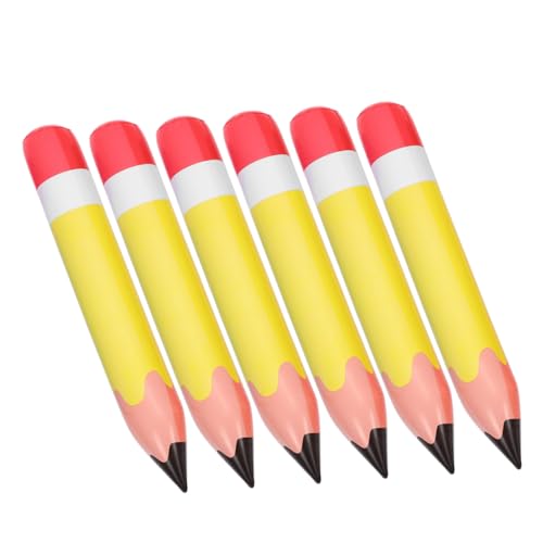 HIAKDOFT 6 Stück Aufblasbare PVC Bleistifte für Klassenzimmer Dekoration Jumbo Bleistift für Geburtstagsfeiern Kreative Raumgestaltung Gelb von HIAKDOFT
