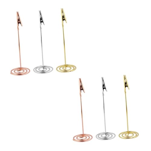 HIAKDOFT 6 Stück Edelstahl Tischkartenhalter Stabile Wasserdichte Memo Fotoclips in Gold Roségold Silber Multipurpose Desktop Memo Clips für Büro Hochzeit Party Platzsparend von HIAKDOFT