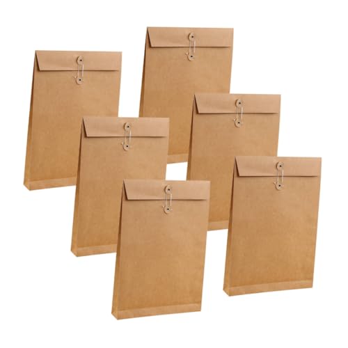 HIAKDOFT 6 Stück Papier Organizer aus Kraftpapier Quadratische Bodendokumententasche Umweltfreundliche Aktenmappe für Büro Schule und Geschäftsreisen Vielseitiger Dokumentenhalter von HIAKDOFT