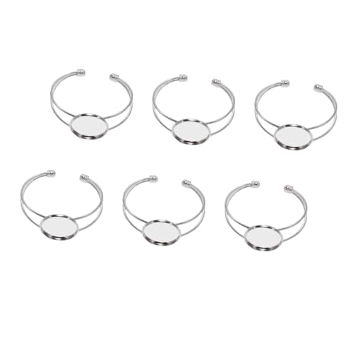 HIAKDOFT 6 Stück Runde Kupfer Y Förmige Armband Basis Verstellbar DIY Schmuckherstellung Armband Bastelset Silber Farben für Erwachsene von HIAKDOFT