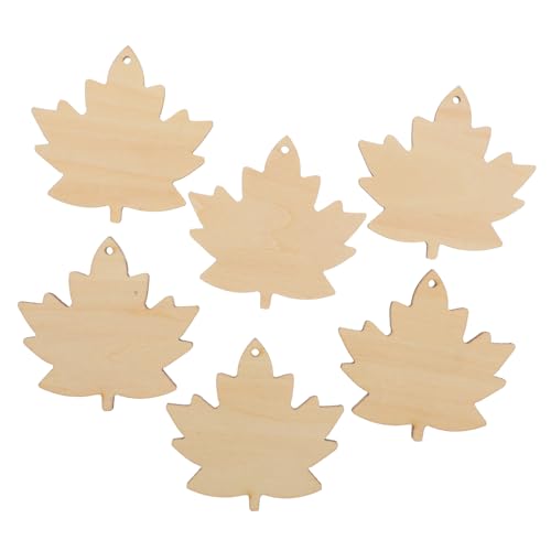 HIAKDOFT 6 Stück Teiliges Ahornblatt Holzrohlinge Glatte Splintfreie Holzformen für Kinderbasteln Naturbelassene DIY Holzblätter für Herbstdeko Sichere Bastelmaterialien für Fantasievolles von HIAKDOFT