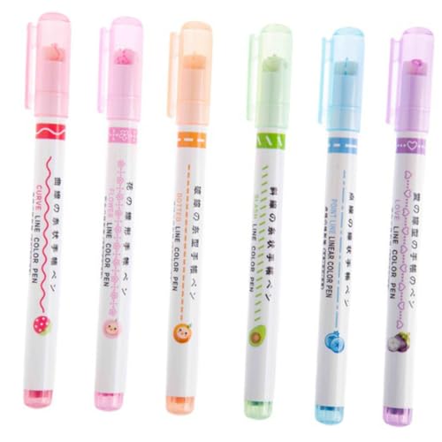 HIAKDOFT 6 Stück Teiliges Farbiges Marker Pen Set mit Kurven spitze Schnell Trocknend für Notizen Zeichnungen Bürobedarf Schreibwaren Highlighting von HIAKDOFT