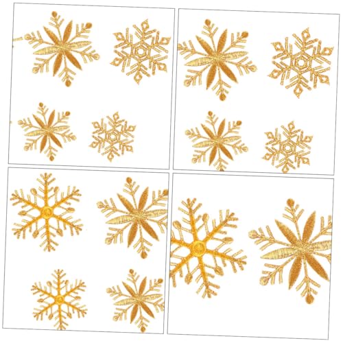 HIAKDOFT 6 Stück Teiliges Goldene Schneeflocken Applikationen zum Aufbügeln Bestickte DIY Patches für Weihnachtskleidung Leichte Stoffaufnäher zum Nähen und Verzieren von Jacken Hüten von HIAKDOFT