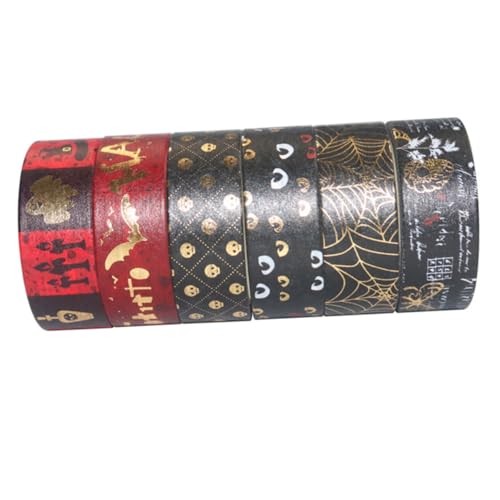 HIAKDOFT 6 Stück Teiliges Halloween Washi Klebeband mit Goldgeprägtem Papierband Selbstklebend Einfach zu Entfernen Dekorativ für Scrapbooking Fotoalbum DIY Handwerk und Geschenke von HIAKDOFT